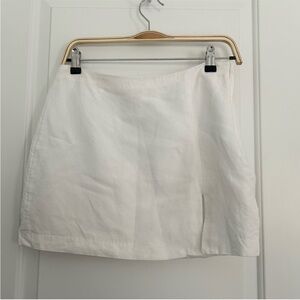 H&M Linen Viscose White Mini Slit Skirt